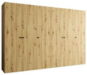 Dulap de haine 300 cm Parna 1 (Stejar artisan + Negru). 1125899