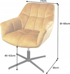 Fotoliu pivotant cu inaltime reglabila Papillon, catifea galben mustar