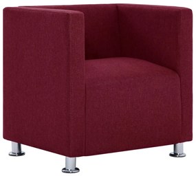 282151 vidaXL Fotoliu cubic, roșu vin, material textil