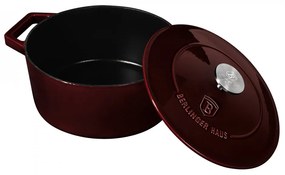 Cratita cu capac 20cm din fonta emailata Burgundy Metallic Line Berlinger Haus BH 6516