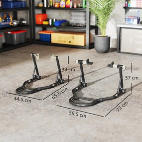 HOMCOM Set de 2 Suporturi Reglabile pentru Motocicletă, Tip Triunghi, din Oțel, Negru | Aosom Romania