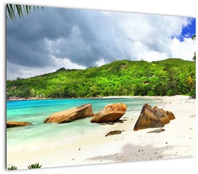 Tablou - Seychelles, plaja Takamaka (70x50 cm)