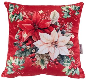 Set de 3 fețe pernuțe RED POINSETTIA 45 x 45 cm