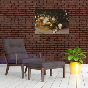 Tablou - Jan Brueghel the Elder, Flowers in a Basket and a Vase, reproducere (70x50 cm)