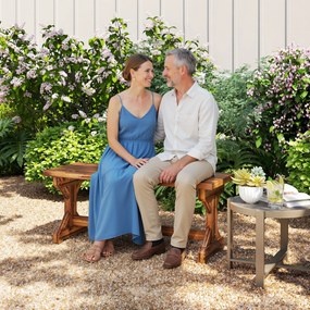 Outsunny Bancă de Grădină cu 2 Locuri din Lemn de Brad cu Bază în Formă de X, Bancă Rustică pentru Exterior Fără Spătar, pentru Patio, Verandă, Balcon, 114L x 40l x 46h cm, Finisaj Carbonizat | Aosom Romania