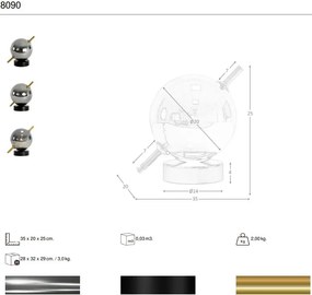 Lampa de masa din sticla si otel negru