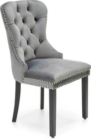 Scaun tapitat dining MIYA, gri/negru, stofa catifelata, 54x60x100 cm
