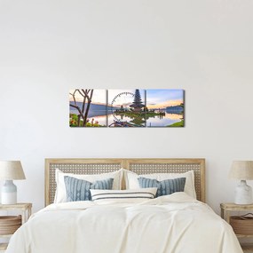 Tablou - Templul Pura Bratan (cu ceas) (90x30 cm)