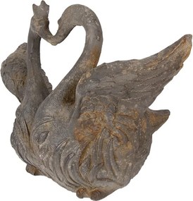 Jardinieră decorativă în formă de lebede, gri, stil brocante, 49x27x37 cm