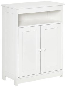 HOMCOM Dulap Auxiliar de Baie cu 2 Uși Raft Interior Ajustabil și Compartiment Deschis Mobilier de Baie pentru Sufragerie Bucătărie 60x30x80 cm Alb | Aosom Romania