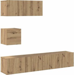 vidaXL Set dulap TV 4 piese montat pe perete Stejar artizanal