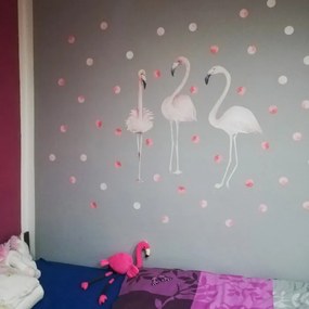 INSPIO Autocolant pentru perete - flamingo roz cu sfere