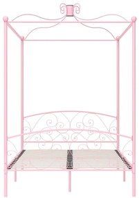 Cadru de pat cu baldachin, roz, 120 x 200 cm, metal Roz, 120 x 200 cm