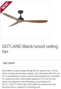 Ventilator de tavan cu telecomanda design modern GOTLAND nuc