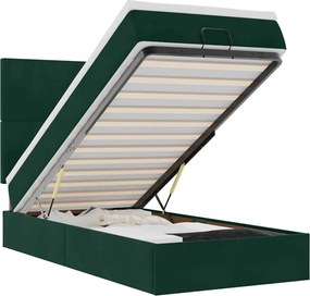 vidaXL Cadru de pat otoman cu saltele, catifea verde închis 80x200cm