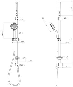 Set de duș Aqualine TILA crom lucios