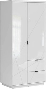 Dulap FORN, alb lucios, PAL melaminat, cu 2 usi si 2 sertare, 94x57x20