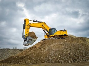 Ilustrație Excavator blue sky heavy machine construction site, bjdlzx