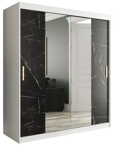 Dulap de haine 180 cm Marbelo T1 (mat alb + marmură neagră). 1064571