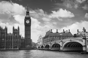 Fototapet Big Ben din Londra în alb-negru