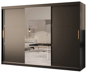 Dulap de haine Riven 2 250 (mat negru) (cu oglindă). 1064188