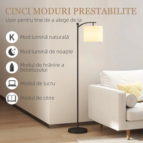 HOMCOM Lampă de Podea LED Reglabilă cu Telecomandă și Temporizator, Negru | Aosom Romania