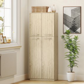 HOMCOM Mobilier de Depozitare cu 2 Dulapuri și Rafturi Reglabile din Lemn Stejar | Aosom Romania