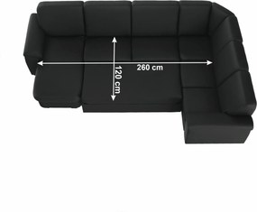 Colţar în formă de U, piele ecologică neagră, model stânga, BITER U