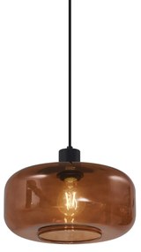 Lampă pendantă retro neagră cu sticlă bronz - Bizle