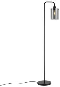 Lampă de podea de design neagră cu sticlă fumurie - Domo