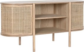 Comoda TV natur , din lemn de cauciuc si rattan „Rustic Elegance”