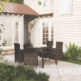 3094851 vidaXL Set mobilier de exterior cu perne, 5 piese, negru, poliratan