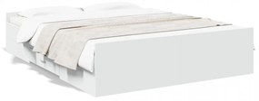Cadru de pat cu sertare, alb, 160x200 cm, lemn prelucrat