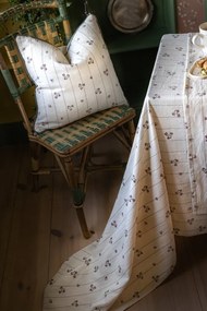Față de masă din bumbac organic, alb, cu motive florale, 140 × 240 cm, „Tilda"
