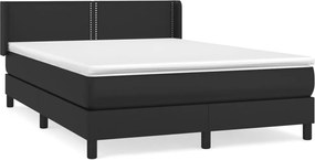 vidaXL Pat box spring cu saltea, negru, 140x200 cm, piele ecologică