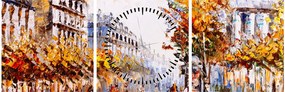 Tablou - Strada din Paris (cu ceas) (90x30 cm)