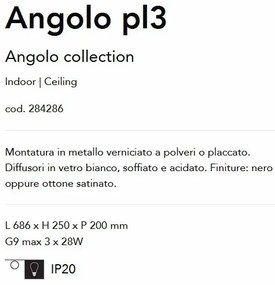 Plafoniera design geometric Angolo pl3 negru