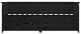 Pat de zi, negru, 80x200 cm, lemn masiv de pin Negru, 80 x 200 cm