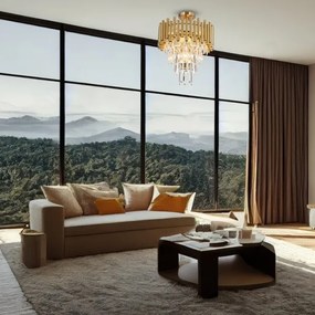 Lustră pe tijă MADISON 9xE14/40W/230V auriu