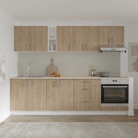 Set haaus V18, Lemn Natural/Alb, Blat Thermo 28 mm, L 260 cm