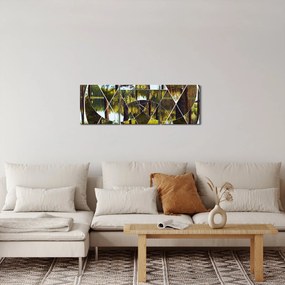 Tablou - Colaj geometric pe fundalul pădurilor nordice (cu ceas) (90x30 cm)