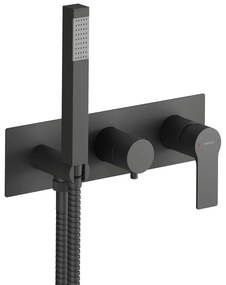 Baterie negru-mat pentru duș încastrată (2 ieșiri) Pax – Sapho