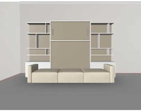 Set pat rabatabil dublu cu somiera inclusa, canapea 3 locuri si 2 biblioteci(100 cm) - ROYAL XL 160 - SOFA &amp; BIG BOOKCASES SET (160X200)