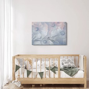 Tablou - Flori albastre pe perete (90x60 cm)