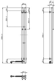 Radiator portprosop electric cu termostat SILOUETTE 187W/230V 120,6 cm IP44 alb dreapta