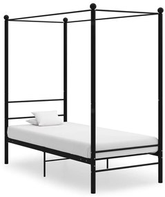 325051 vidaXL Cadru de pat cu baldachin, negru, 90x200 cm, metal