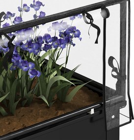 Outsunny Jardinieră cu acoperiș de seră, cutie ridicată pentru plante cu orificii de drenaj, 60 x 60 x 120 cm, Negru | Aosom Romania
