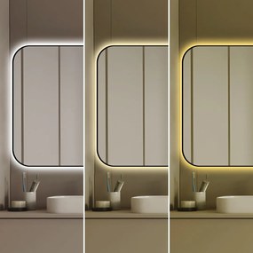 🪞 Oglindă LED cu Touch și Funcție Dezaburire – Ramă Negru, 110x70 cm, Model J187-11070 Smack