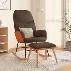 Scaun balansoar cu taburet, maro, textil