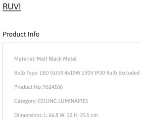 Lustra aplicata metalica design retro RUVI 4 negru